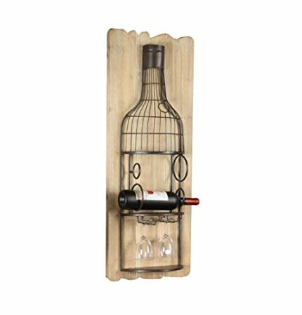 CRODY Wine Racks,Wall Wine Racks Bottle Holder Vintage Wood Bar - Industrial Stemware Wine Glass Rack & Holder - Floating Shelves Storage Organiz