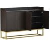 WALNUT Sideboard Buffet Adjustable Shelf Metal Legs With Large Storage Space For Dining Room, Entryway.