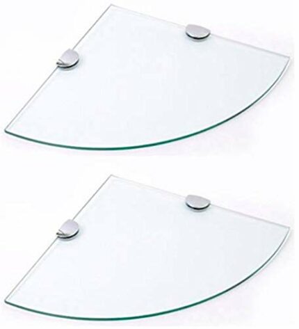 BSM Marketing Multi pack Toughened 6mm Glass Corner Shelves 2 x 250mm (10" approx) shelves