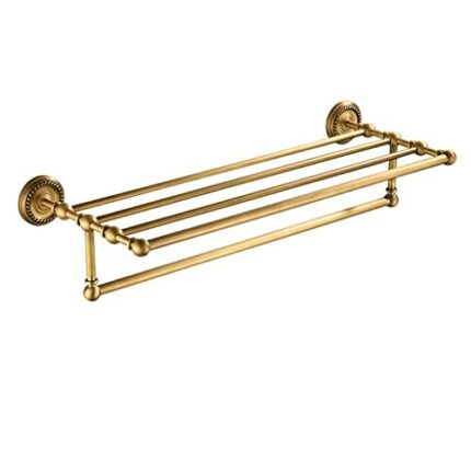 HIGOH Towel Racks, Bathroom Towel Rack Wall Mounted Towel Holder,Antique Towel Rack,All Copper Bathroom Towel Holder,European Bathroom Hardware,B