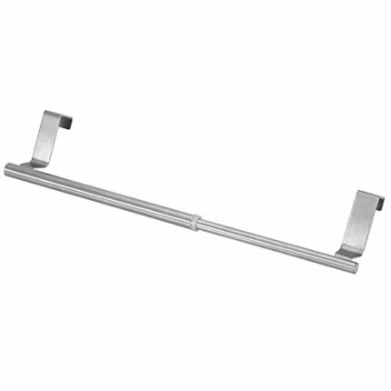 FTVOGUE Over Door Towel Rail Holder Retractable Stainless Steel Bath Towel Bar Rack Shelf No Drilling (34cm Single Bar )