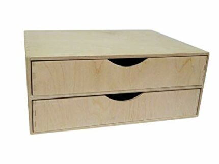 A4 Double Wide Wooden Drawer - Box Desktop Office Desk Storage Decoupage Unpainted