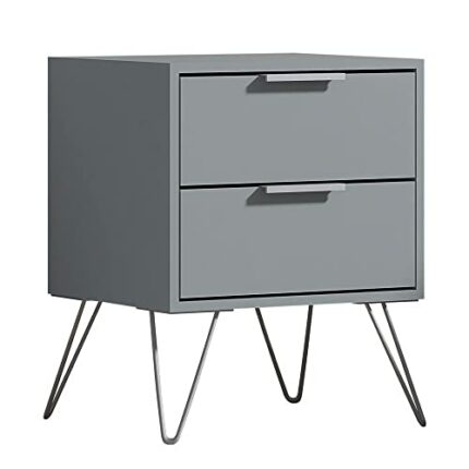 FWStyle Enkel High Matt Grey Grey 2 Chest of Drawer Modern Bedroom Cabinet Furniture Curved Metal Handles
