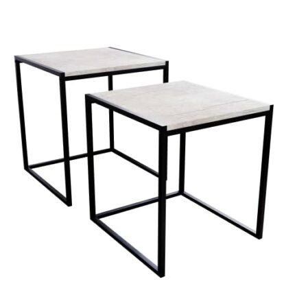Amazon Brand - Movian Industrial Rectangular Nesting Tables, 45 x 45 x 50 cm, Light Wood