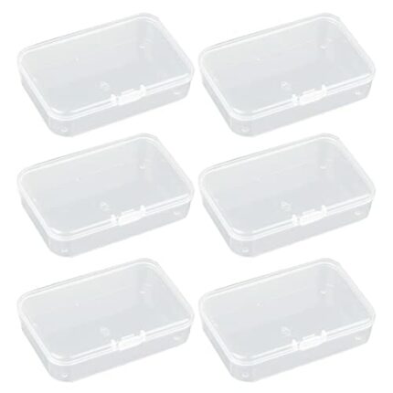 Divono Storage Box,6PCS Square Clear Plastic Storage Containers Box with lids, Empty Mini Clear Plastic Organizer Storage Box,Durable Storage Box