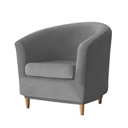GEOCANG 2 Pieces Club Chair Slipcover, Washable Stretch Sofa Slipcover Tub Chair Cover Armchair Protector Club Chair Cover Furniture Cover with H