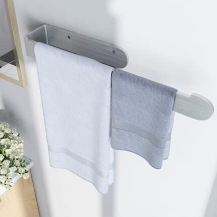 MOOWOOW Towel Holder, Self-adhesive Screws Dual Purpose, Waterproof Stainless Steel 37cm/14.5inch Bathroom Towel Rack Wall Mounted Towel Rails fo