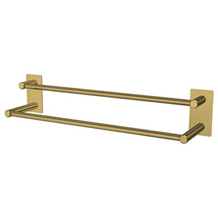 Strength Enemy Double Towel Rail No Drilling Bathroom Self-Adhesive Wall Mounted Holder Made of 304 Brushed Stainless Steel for & Kitchen, Rust S
