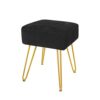 TOUCH-RICH Velvet Footrest Stool Ottoman Round/Square Modern Upholstered Vanity Footstool Side Table Seat Dressing Chair with Golden Metal Leg(Pi