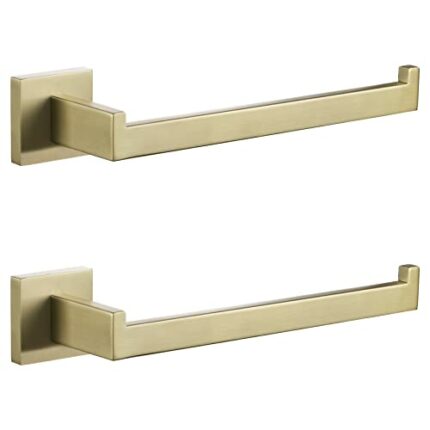 KOKOSIRI Towel Bar Gold Hand Towel Holder 2 Pack for Bathroom Kitchen Hardware Stainless Steel Wall Mounted, Brushed Gold B3003BG-P2