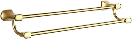 bathroom towel rack Gold Double Towel Bar Brass Towel Rails Heavy Duty Towel Holder Wall Mounted Towel Storage Rack for Bathroom, Kitchen, Hotel,