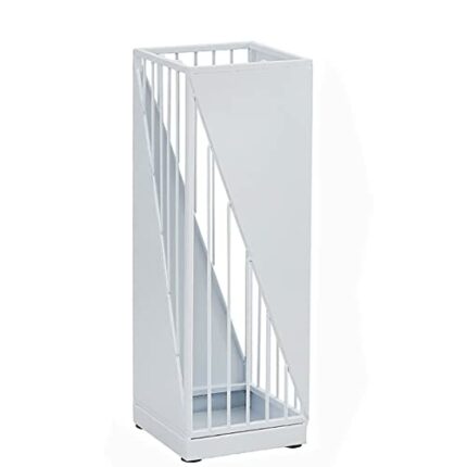 FBITE Umbrella Stands,Nordic Creative Style, Rust Proof Umbrella Rack with Drip Tray and Hooks, for Bars Apartment Patio Dorm Room Hallway/White