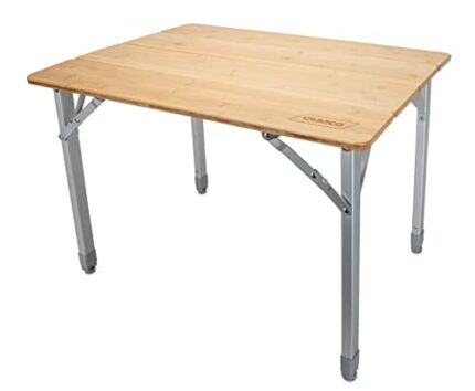 Camco Folding Bamboo Table with Aluminum Legs, Natural