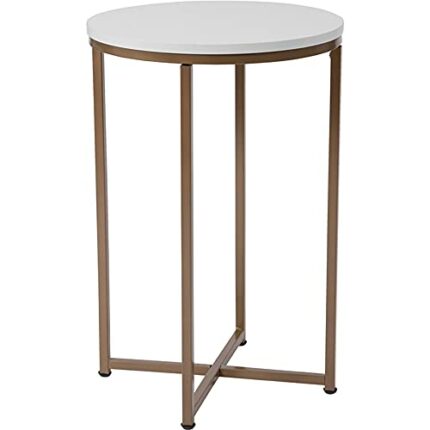 Flash Furniture Residential Tables, Other, White/Matte Gold, 15.75" W x 15.75" D x 24" H