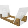 Vinyl Buddy, Vinyl Record Storage for 50 LPs, Made from Natural Wood with Two Acrylic End Panels (Teak Finish)