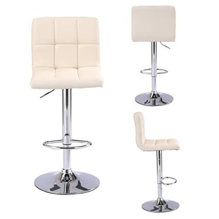 PS Global Hanna Faux Leather Gas Lift Swivel Barstool Modern, Upholstered for Breakfast Bar Table Counter, Kitchen Island Home Barstool Easy Clea