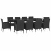vidaXL Garden Dining Set 11 Piece, Table and Chairs with Cushions, Outdoor Lounge Set for Patio, Dinner Table Set, Modern Style, Black Poly Ratta