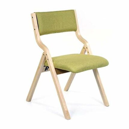DINGZZ Solid Wood Folding Chair, Dining Chair Upholstered Thick Seat, Home Cotton and Linen Chair
