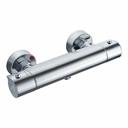 Solepearl Chrome Thermostatic Shower Mixer, Round Wall Mounted Thermostatic Shower Mixer Bar Valve Anti Scald, Modern Solid Brass Hot & Cold Wate