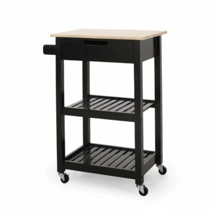 JJZXD Kitchen Cart Wood Furniture Durable with Storage Drawer Open Shelving Wheels