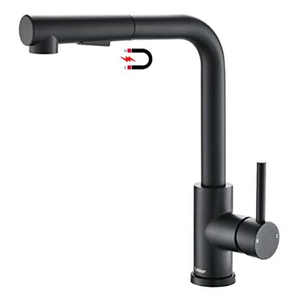 Tohlar Black Kitchen Tap Mixer with Pull Out Sprayer,360°Swivel Mixer Taps with Magnetic Docking,Stainless Steel Monobloc Single Handle Kitchen S