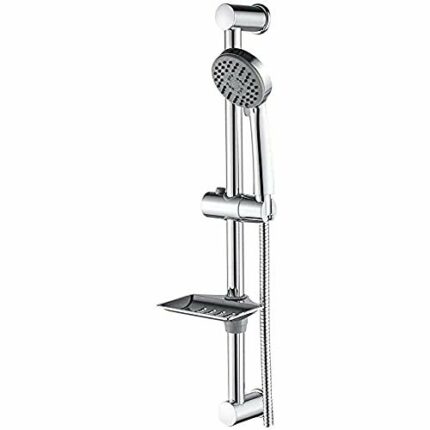 Ibergrif M20903 Shower Riser Kit, Shower Slide Bar with Shower Head, 170CM Shower Hose,Shower Head Holder and Soap Dish, Adjustable Shower Height