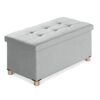 BRIAN & DANY Ottoman Storage Box with 4 Wood Legs, Linen Foot Stool, Footstools for Living Room, Gray, 76 x 38 x 38 cm