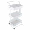 ASelected 3 Tier Storage Trolley with Lock 82x45x37CM Kitchen Storage Utility Cart Rolling Storage Rack for Bedroom Bathroom Office(White)