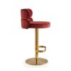 DWILKE Velvet Gold Adjustable Heigh Island Bar Chairs Counter Height Bar Stools Set of 2 Swivel Barstools with Backs Round Upholstered Seat for P