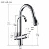 Onyzpily 3 Ways Kitchen taps Pure Water Filter Pull Down 360° Swivel Dual Handle Kitchen Sink Mixer Taps Brass Chrome，Not Include Filter System