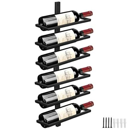 Giyiprpi Wall Wine Rack Bottle Rack for 6 Bottles, Metal Wine Rack Hanging Wall Mounted Wine Bottle Shelves Wall Shelf Wine Storage Rack for Kitc