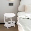 VONGLYHOO Small Side Table with Storage Shelf Table White Nightstand End Table Small Bedside Table for Bedroom Living Room Decor Side End Table N