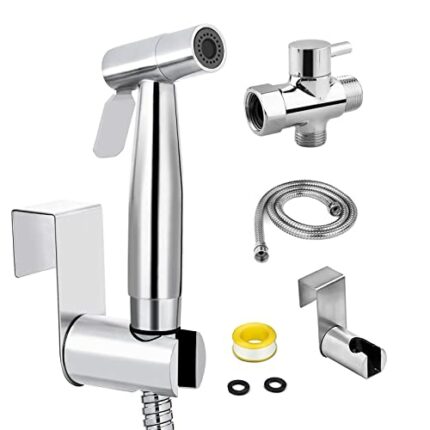 Handheld Toilet Bidet Sprayer Kit,Stainless Steel Toilet Water Spray Bidet Attachment with Hose,Hand Held Bathroom Shattaf Cloth Diaper Sprayer S