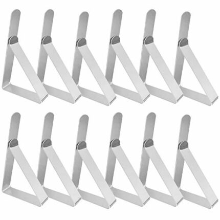 Skyzone Table Cloth Clips,12PCS Stainless Steel Adjustable Tablecloth Clips Table Silver Cloth Cover Clamps Table Cloth Holders for Party Picnics