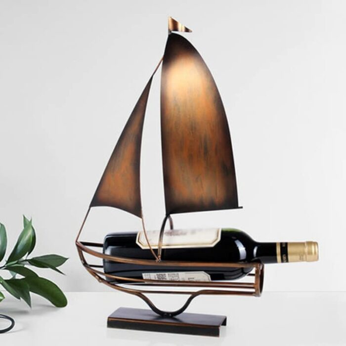 N/A Sailing Wine Bottle Holder Iron Art European Creative Wine Rack Bottle Storage Holder Home Decoration