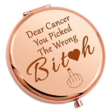 Inspirational Gift Cancer Survivor Gifts for Women Cancer Travel Makeup Mirror Breast Cancer Awareness Gift for Best Friends Patient Chemo Compac