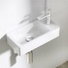 Durovin Bathrooms Small Cloakroom Basin - Wall Mounted Basin - Rectangular Countertop Basin - One Right Hand Tap Hole- 370 x 180 x 90mm (WxDxH)