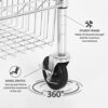 Actask Trolley on Wheels, 3-Tier Shelving Storage Unit with Height-Adjustable Shelves Metal Rack, 500lbs Max Weight Capacity for Laundry Bathroom