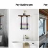 Bathroom Towel Rack with Wooden Shelf,Wall Mounted Metal Towel Holder Towel Storage Rack for Folding Large/Small Towels,Towel Racks for Bathroom,