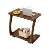 ZCMEB Rubber Solid Wood Sofa Side Table Removable C-shaped Bedside Bedside Table Living Room With Wheels Small Coffee Table (Color : Wit, Size :