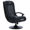 BraZen Stag 2.1 Bluetooth Ergonomic Video Pedestal Rocker Surround Sound Gaming Chairs for Kids with Speaker Subwoofer and Pedestal base - Blue