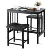 WALNUT 3 Pieces Counter Height Dining Table And 2 Backless Stools Kitchen Bar Furniture