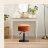 LUE BONA 360°Swivel Vanity Stool Chair for Makeup Room, Height Adjustable Stool for Vanity with Storage, Small Pumpkin Brown Velvet Vanity Stool