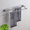 Bathroom Shelves Kitchen Bathroom Towel Hanger Hardware Bathroom Accessories Towel Rack Stainless Steel Double Towel Bar Screw-in Wall Towel Hold