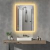 AI-LIGHTING Bathroom LED Vanity Mirror with Shaver Socket, Bluetooth Speaker, 3 Color LED Lights, Touch Switch, Demister Pad Waterproof IP54 50x7