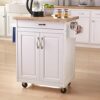 DINGZZ Kitchen Island Cart With Drawer & Storage Shelves, Spice Rack, Towel Bar, Butcher Block Top (Color : Wit, Size : 32 * 19 * 3535in)
