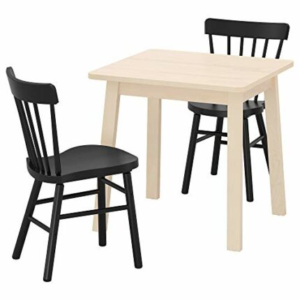 Ikea NORRARYD/NORRÅKER table and 2 chairs, 74x74 cm, birch/black