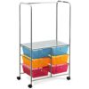BHVXW 6 Drawer Rolling Storage Cart Hanging Bar Office Dining Room Kitchen Handle Dining Cart (Color : Svart, Size : 1pcs)