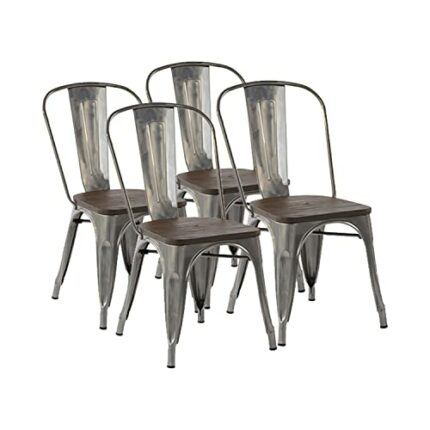 FurniutreR Dining Chair, Metal, Silver