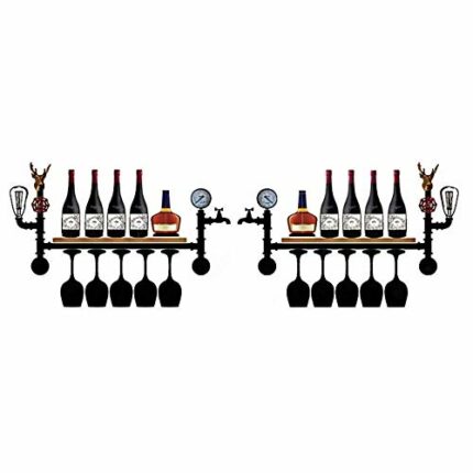 EYLINK Wine Racks,Modern Wall-Mounted Retro Decoration Bar Bar Living Room Kitchen Modern Wall-Mounted Floating Wine Bottle Rack